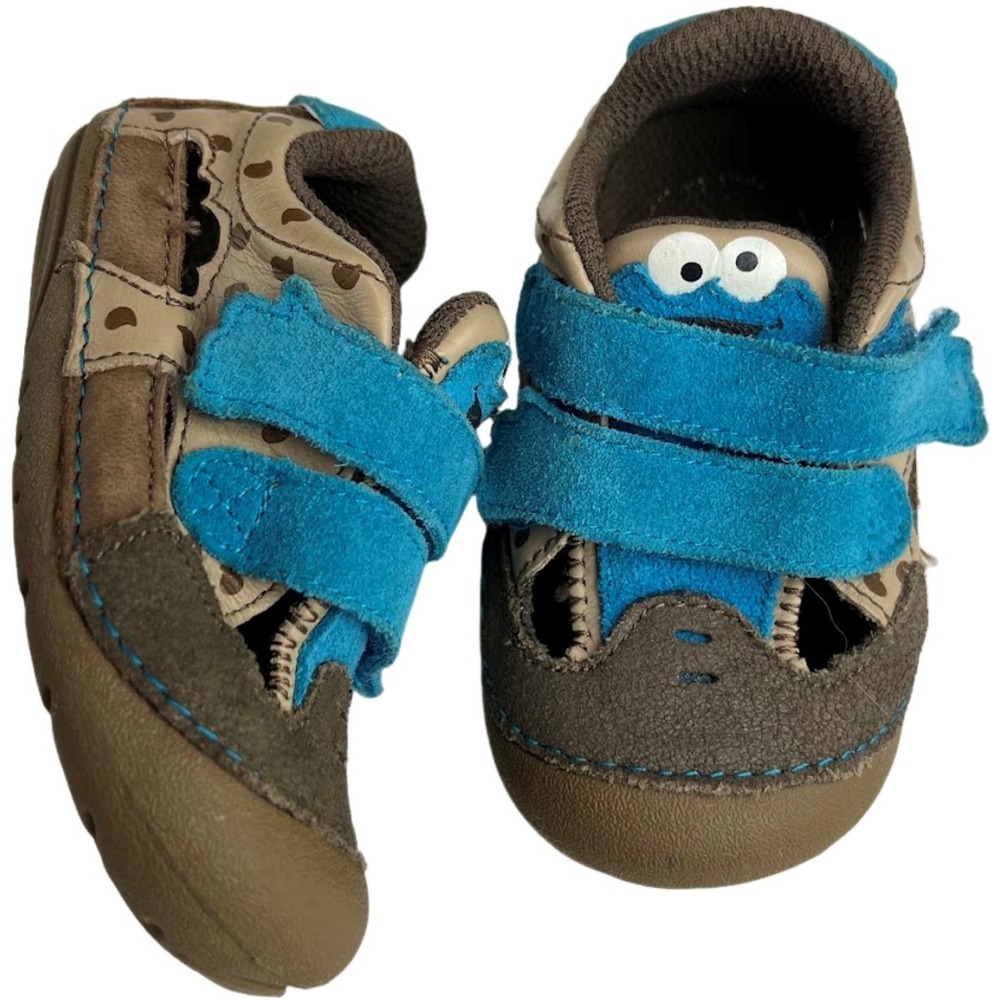 Stride Rite Cookie Monster Baby Boy Sz 5 Wide 5W Leather Shoes